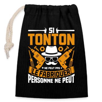 Si Tonton ne peut pas le fabriquer humour bricolag - Sac cadeau en coton avec cordon (14 x 20 cm) - noir - Devant