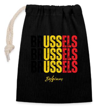 Bruxelles Belgique, mémoire de Bruxelles - Sac cadeau en coton avec cordon (14 x 20 cm) - noir - Devant