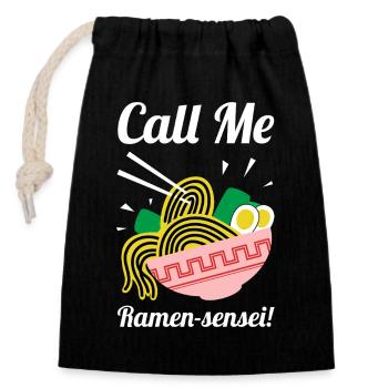 T-shirt Appelez-moi Ramen Sensei - Sac cadeau en coton avec cordon (14 x 20 cm) - noir - Devant