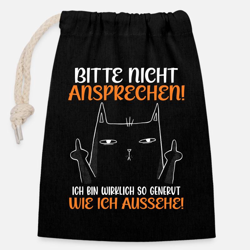 Malle BITTE NICHT ANSPRECHEN Lustiges - Verschließbarer Geschenkbeutel aus Baumwolle (14x20cm) - Schwarz