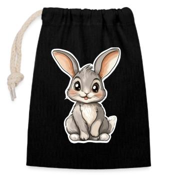 Hare - Closable cotton gift bag (14x20cm) - black - Front