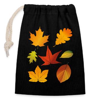 Feuilles d’automne - Sac cadeau en coton avec cordon (14 x 20 cm) - noir - Devant