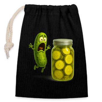 Ängstliche Gurke und humorvolles Glas - Verschließbarer Geschenkbeutel aus Baumwolle (14x20cm) - Schwarz - Vorne