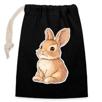 Hare - Closable cotton gift bag (14x20cm) - black - Front