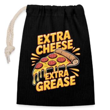 Pizza Foodie Extra Cheese Extra Fat Enjoyment for - Closable cotton gift bag (14x20cm) - black - Front