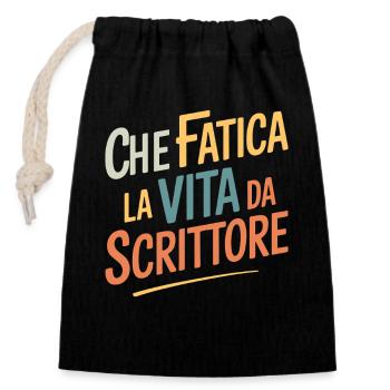 What a Struggle the Life of a Writer Writing Life - Closable cotton gift bag (14x20cm) - black - Front