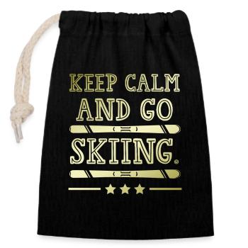 Keep calm ski - Closable cotton gift bag (14x20cm) - black - Front
