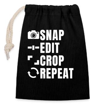 Snap Edit Crop Repeat vedio editor and content  - Closable cotton gift bag (14x20cm) - black - Front