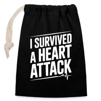 I Survived a Heart Attack - Closable cotton gift bag (14x20cm) - black - Front