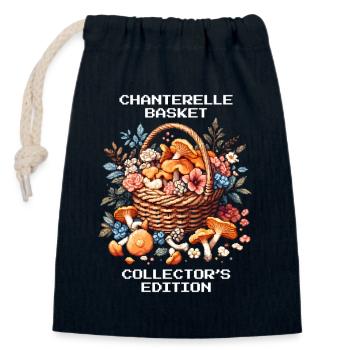 Panier de chanterelles | Édition Collector Forager - Sac cadeau en coton avec cordon (14 x 20 cm) - bleu marine - Devant