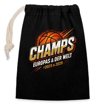 Basketball Champs Deutschland Basketballer  - Verschließbarer Geschenkbeutel aus Baumwolle (14x20cm) - Schwarz - Vorne