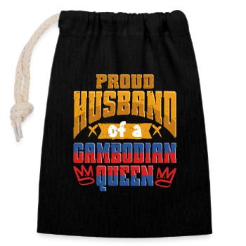 Cambodia Cambodian Husband - Closable cotton gift bag (14x20cm) - black - Front