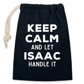 Gardez votre calme, laissez Isaac corriger ce drôle de dicton - Sac cadeau en coton avec cordon (14 x 20 cm) - bleu marine - Devant