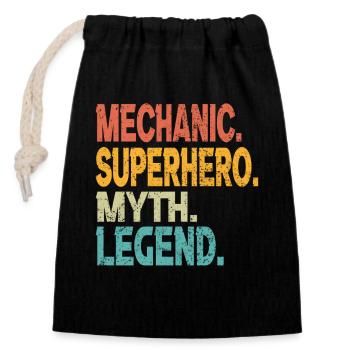 mechanic-superhero-myth-legend - Closable cotton gift bag (14x20cm) - black - Front