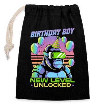 Birthday Gamer VR - Verschließbarer Geschenkbeutel aus Baumwolle (14x20cm) - Schwarz - Vorne