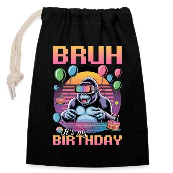 Birthday Gamer VR - Verschließbarer Geschenkbeutel aus Baumwolle (14x20cm) - Schwarz - Vorne