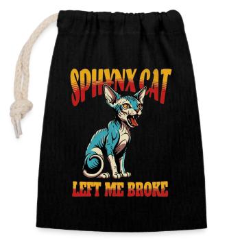Sphynx Cat Funny - Closable cotton gift bag (14x20cm) - black - Front