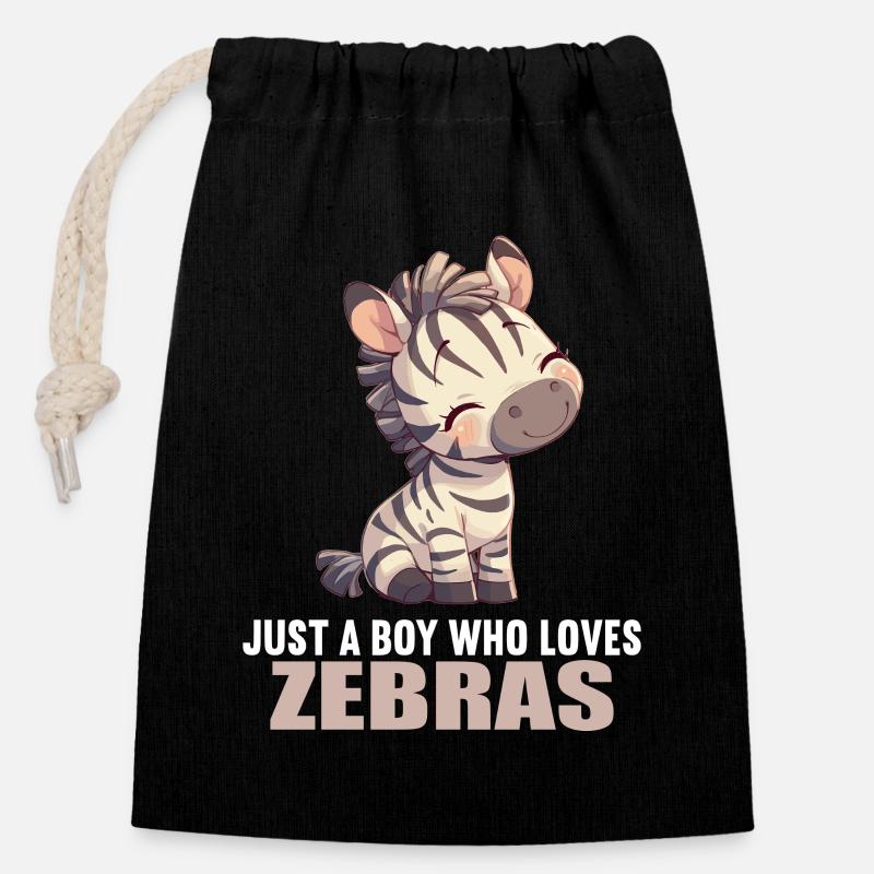 Zebras Zebra - Verschließbarer Geschenkbeutel aus Baumwolle (14x20cm) - Schwarz