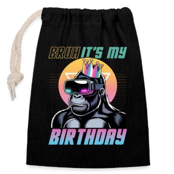 Anniversaire Gamer VR - Sac cadeau en coton avec cordon (14 x 20 cm) - noir - Devant