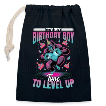 Anniversaire Gamer VR - Sac cadeau en coton avec cordon (14 x 20 cm) - bleu marine - Devant