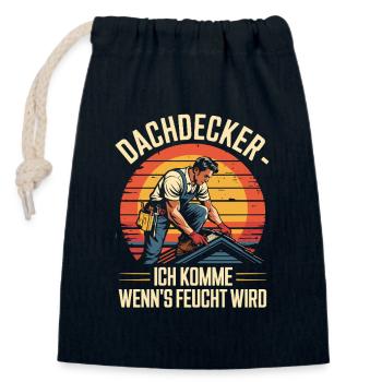 Dachdecker - Ich Komme Wenn's Feucht Wird - Verschließbarer Geschenkbeutel aus Baumwolle (14x20cm) - Navy - Vorne