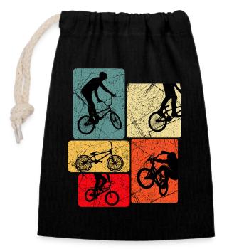 Bmx Fahrer Vintage Retro Hobby Sport Fahrrad - Verschließbarer Geschenkbeutel aus Baumwolle (14x20cm) - Schwarz - Vorne