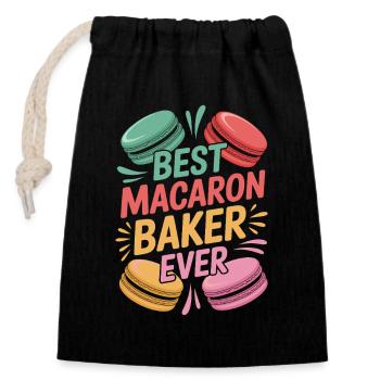 Macaron French Desserts - Closable cotton gift bag (14x20cm) - black - Front