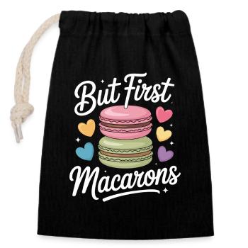 Macaron French Desserts - Closable cotton gift bag (14x20cm) - black - Front