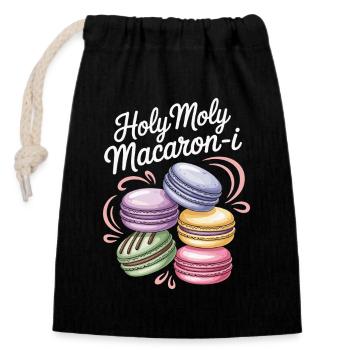 Macaron French Desserts - Closable cotton gift bag (14x20cm) - black - Front
