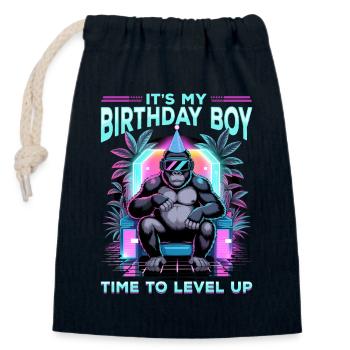 Birthday Gamer VR - Verschließbarer Geschenkbeutel aus Baumwolle (14x20cm) - Navy - Vorne