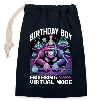 Birthday Gamer VR - Verschließbarer Geschenkbeutel aus Baumwolle (14x20cm) - Navy - Vorne