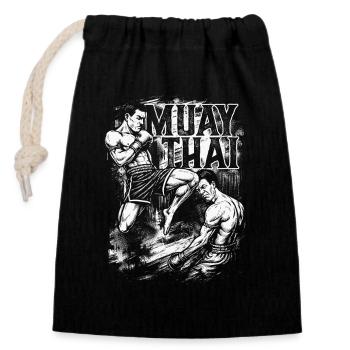 Muay Thai Flying Knee – Attaque explosive au genou - Sac cadeau en coton avec cordon (14 x 20 cm) - noir - Devant