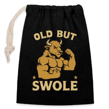 Fitness Motivation Bodybuilder Old But Swole Gym - Verschließbarer Geschenkbeutel aus Baumwolle (14x20cm) - Schwarz - Vorne