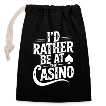 Je préfère être au casino - Sac cadeau en coton avec cordon (14 x 20 cm) - noir - Devant