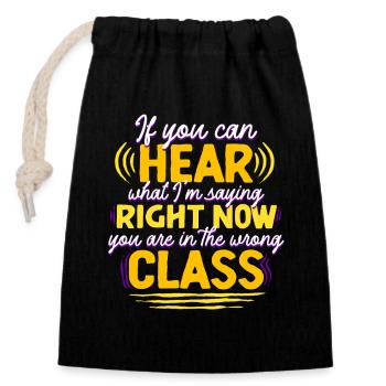ASL Sign Language Interpreter - Closable cotton gift bag (14x20cm) - black - Front