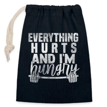 Everything hurts, I'm hungry - Closable cotton gift bag (14x20cm) - navy - Front