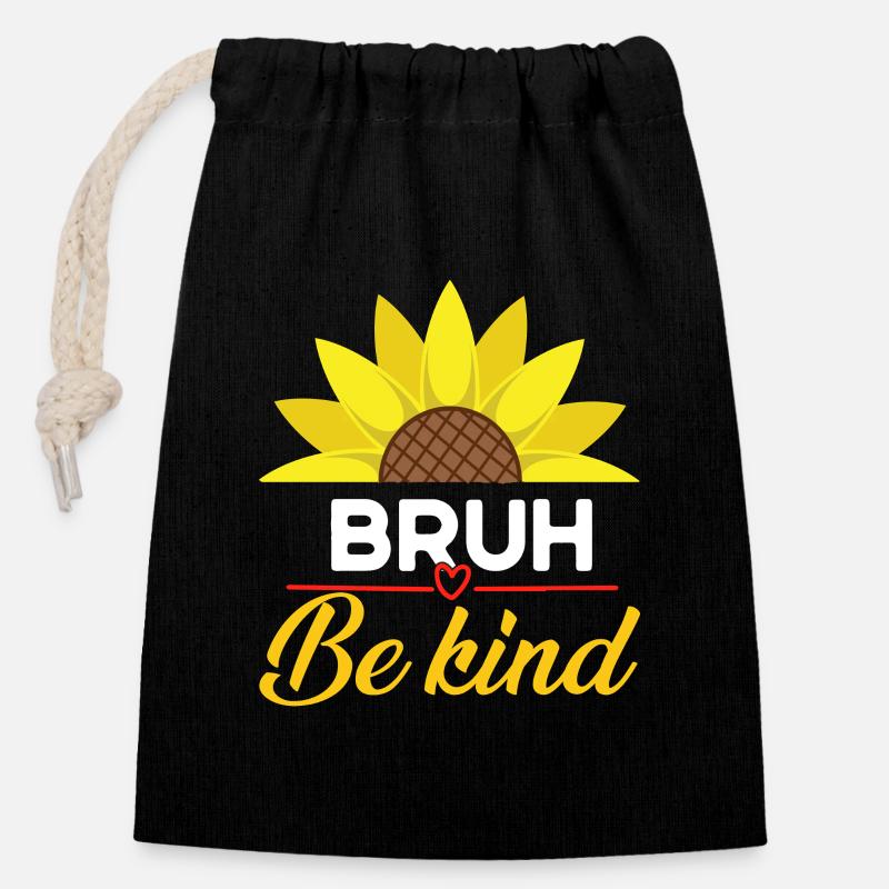 Be Kind Brew Tournesol - Sac cadeau en coton avec cordon (14 x 20 cm) - noir