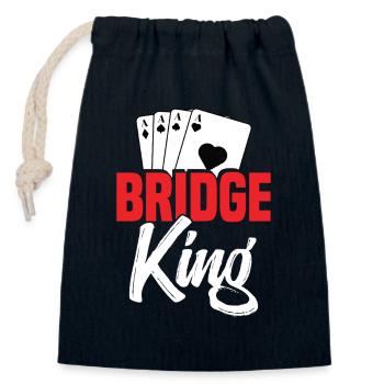 Roi du pont - Sac cadeau en coton avec cordon (14 x 20 cm) - bleu marine - Devant