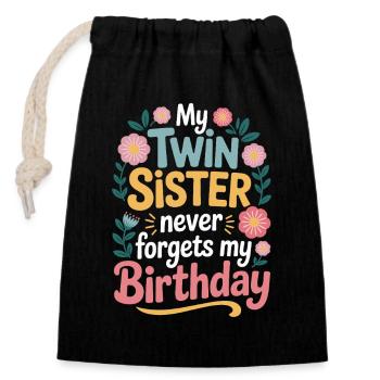 Jumeaux Jumelle Soeur Anniversaire - Sac cadeau en coton avec cordon (14 x 20 cm) - noir - Devant
