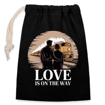 Love On The Way Train Romance - Closable cotton gift bag (14x20cm) - black - Front
