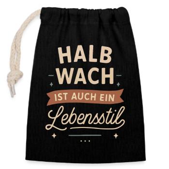 Semi-éveillé, c’est aussi un mode de vie - Sac cadeau en coton avec cordon (14 x 20 cm) - noir - Devant