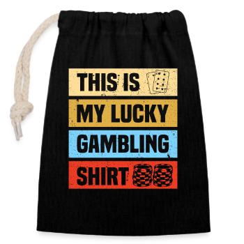 Lucky Gambling Casino Gambling Funny Player - Sac cadeau en coton avec cordon (14 x 20 cm) - noir - Devant