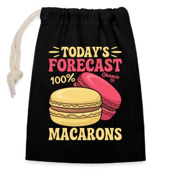 Macaron French Desserts - Closable cotton gift bag (14x20cm) - black - Front