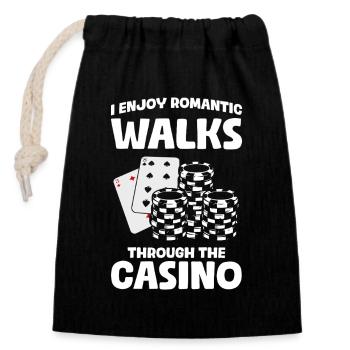 Promenades romantiques Casino Jeux d’argent Joueur drôle - Sac cadeau en coton avec cordon (14 x 20 cm) - noir - Devant
