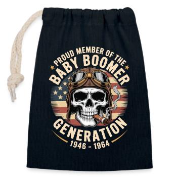 Pilote de crâne de baby-boomer 1948-1964 - Sac cadeau en coton avec cordon (14 x 20 cm) - bleu marine - Devant