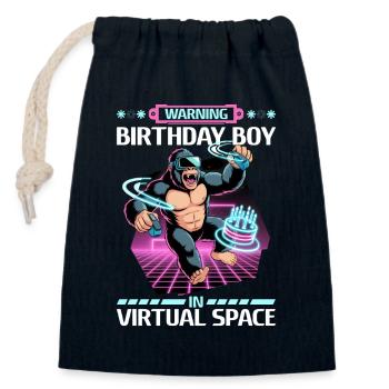 Birthday Gamer VR - Verschließbarer Geschenkbeutel aus Baumwolle (14x20cm) - Navy - Vorne