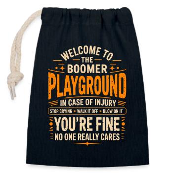 Boomer Playground Saying Humor - Closable cotton gift bag (14x20cm) - navy - Front