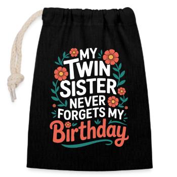 Jumeaux Jumelle Soeur Anniversaire - Sac cadeau en coton avec cordon (14 x 20 cm) - noir - Devant