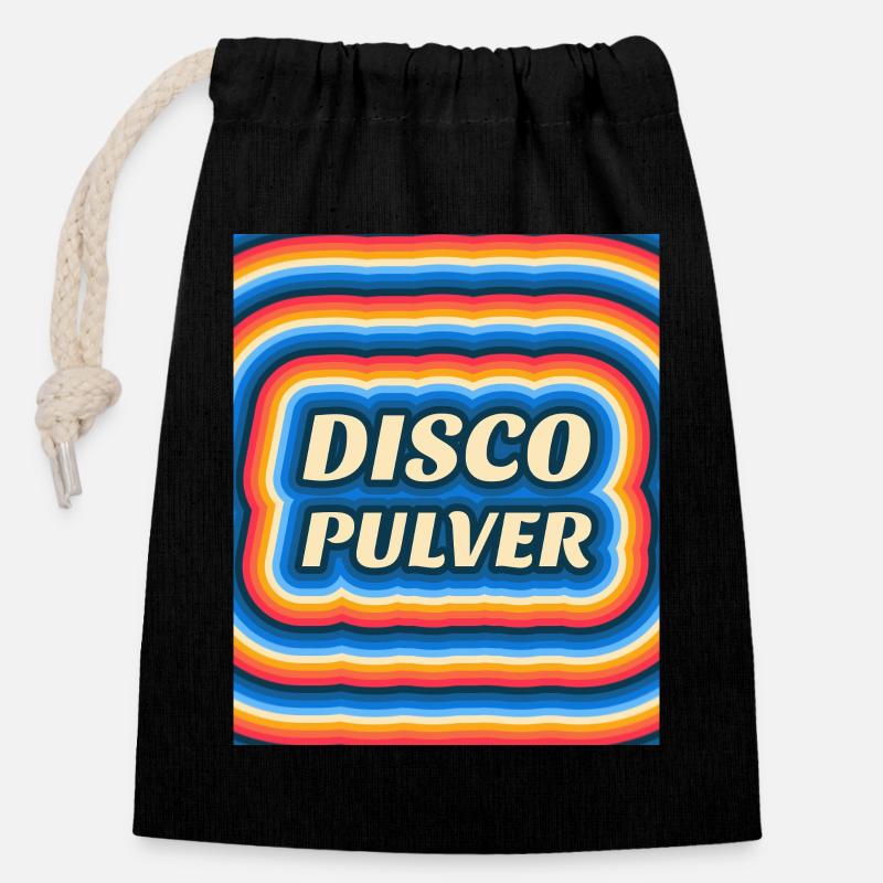 Disco Pulver Retro Logo - Verschließbarer Geschenkbeutel aus Baumwolle (14x20cm) - Schwarz