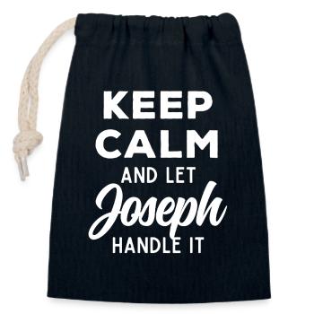 Keep Calm Lass Joseph das regeln Lustiger Spruch - Verschließbarer Geschenkbeutel aus Baumwolle (14x20cm) - Navy - Vorne